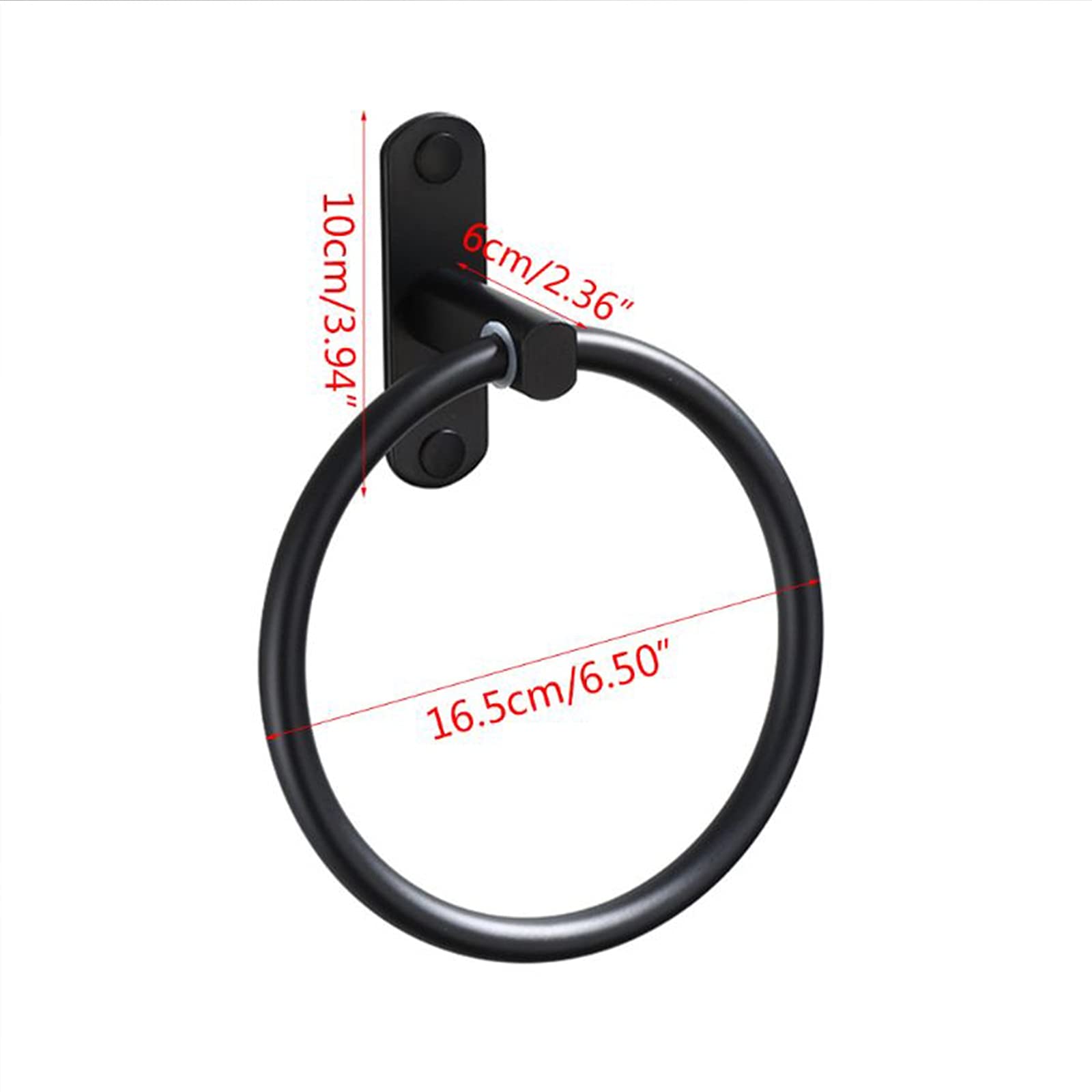 Black Aluminum Towel Ring - Wall Mounted for Bathroom & Hotel
