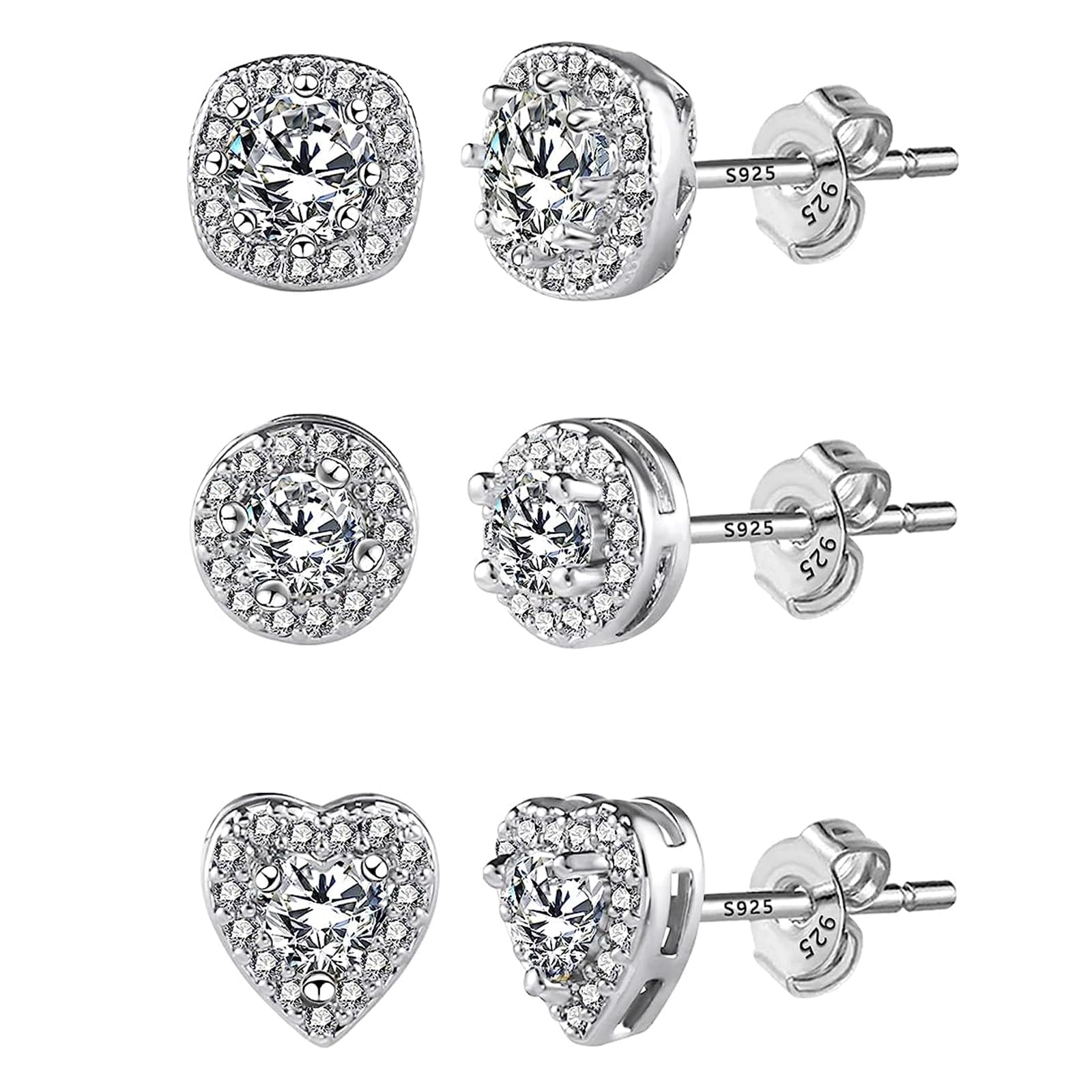 GloBosenPur 14K Gold Plated Halo Stud Earrings for Women & Men - Simulated Diamond Cubic Zirconia Large Stud Earrings - Perfect for Weddings, Parties & Everyday Elegance