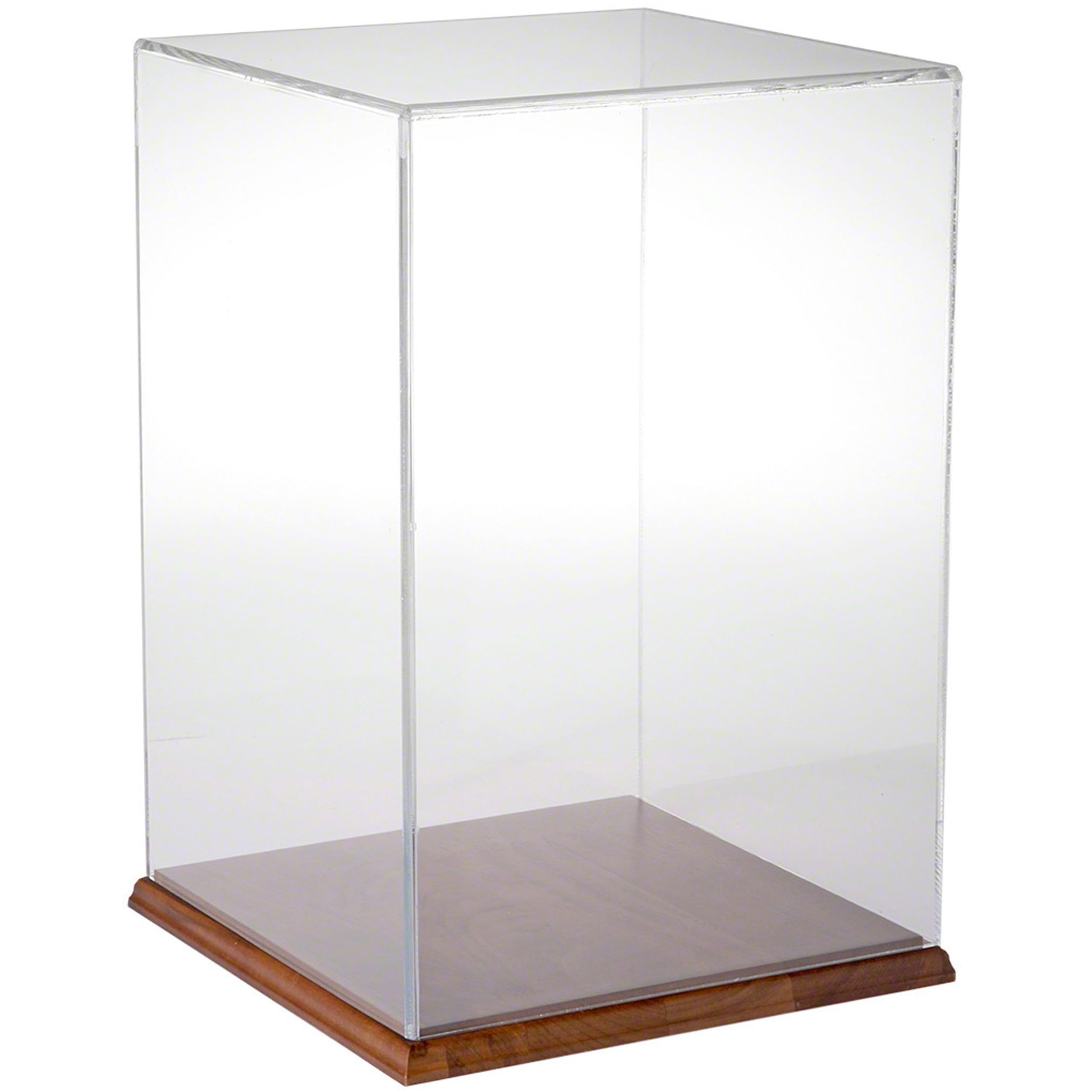 10x10x15 Inch Clear Acrylic Display Case with Hardwood Base - Premium Showcase for Collectibles, Awards & Memorabilia - Perfect for Retail Stores, Museums & Home Decor
