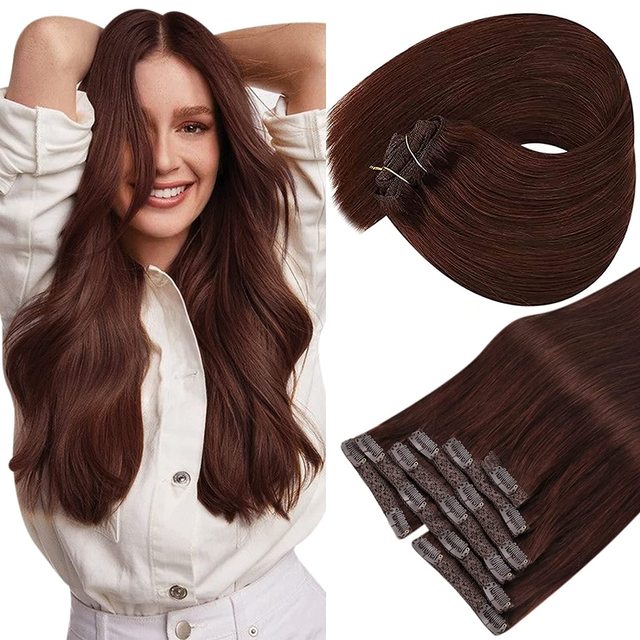 Double Wefted Clip-In Human Hair Extensions - 7pcs 105g for Natural Volume & Length | Perfect for Daily Styling, Parties & Special Occasions