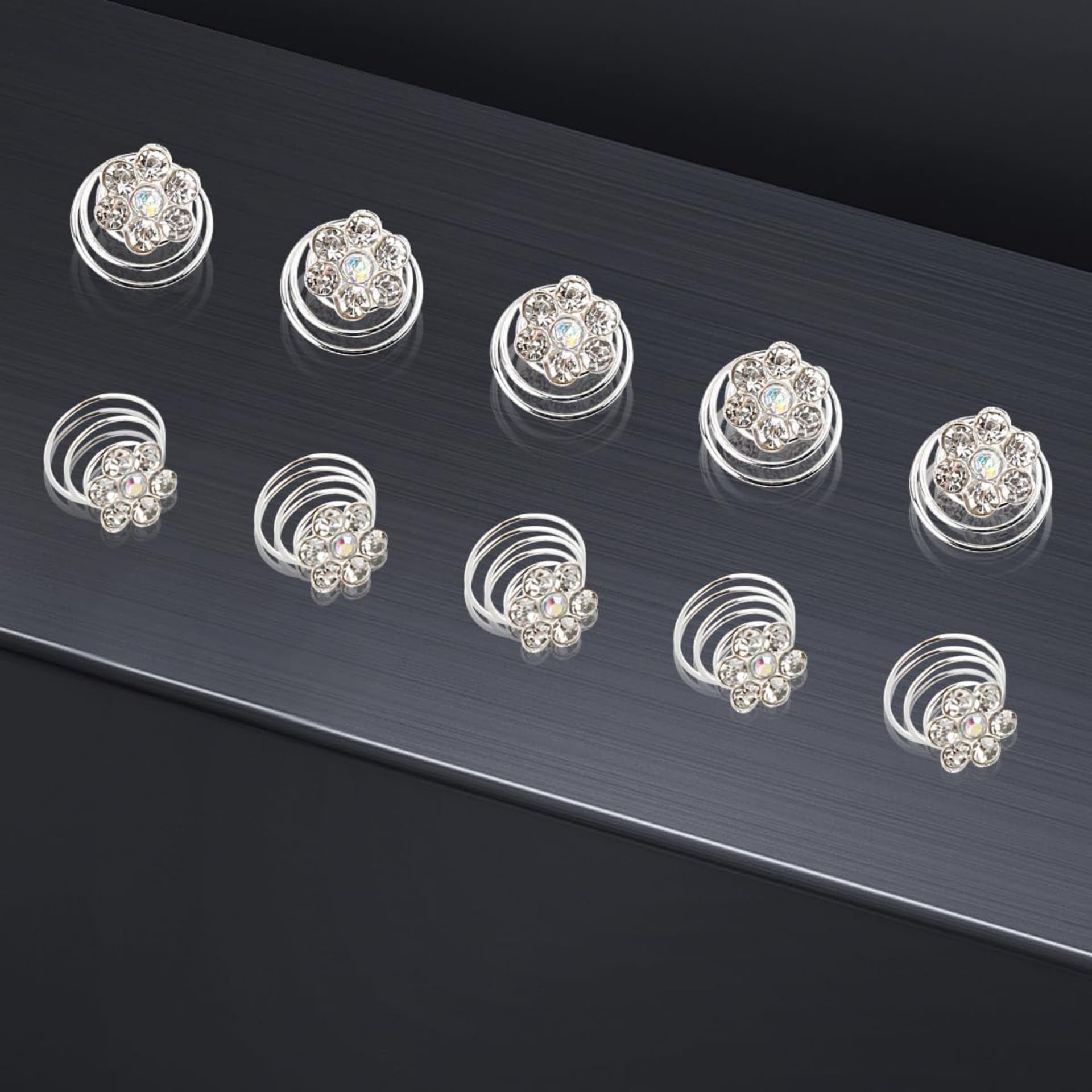 12Pcs Spiral Hair Pins with Crystal Pearls - Elegant Bridal Hair Clips for Women & Girls - Wedding, Party & Prom Hair Accessories - Perfect for Updos, Braids & Twisted Hairstyles