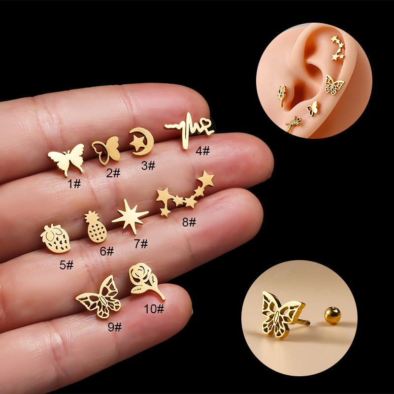 20G Surgical Steel Cartilage Earrings - Butterfly Ball Back Barbell Earrings for Tragus, Helix & Piercings | Hypoallergenic Body Jewelry for Women & Men | Perfect for Daily Wear & Special Occasions