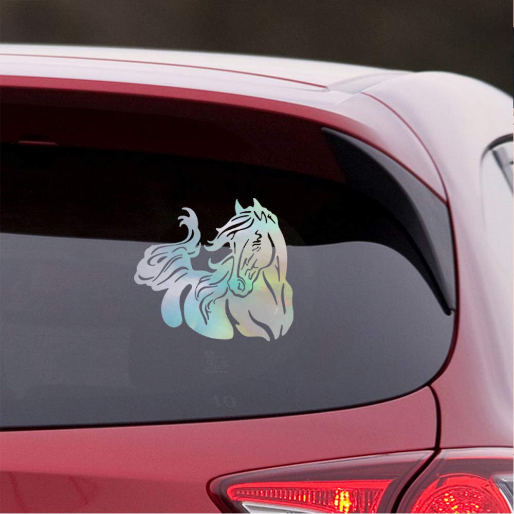 Premium Holographic Horse Vinyl Decals (Set of 2) - Waterproof Stickers for Laptop, Phone, Helmet, Car Window, Bumper, Mug, Cup, Door & Wall Decor - Perfect for DIY Crafts, Personalization & Gift Giving