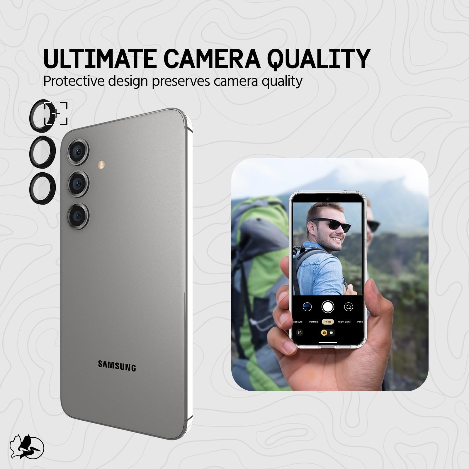**Pelican Samsung Galaxy S24 Plus Camera Lens Protector - 9H Tempered Glass with Aluminum Rings - Anti-Scratch, Anti-Shatter, HD Clarity for Night Photography - Case Friendly & Easy Installation (Black) - Perfect for Outdoor Adventures, Travel, and Daily Protection**