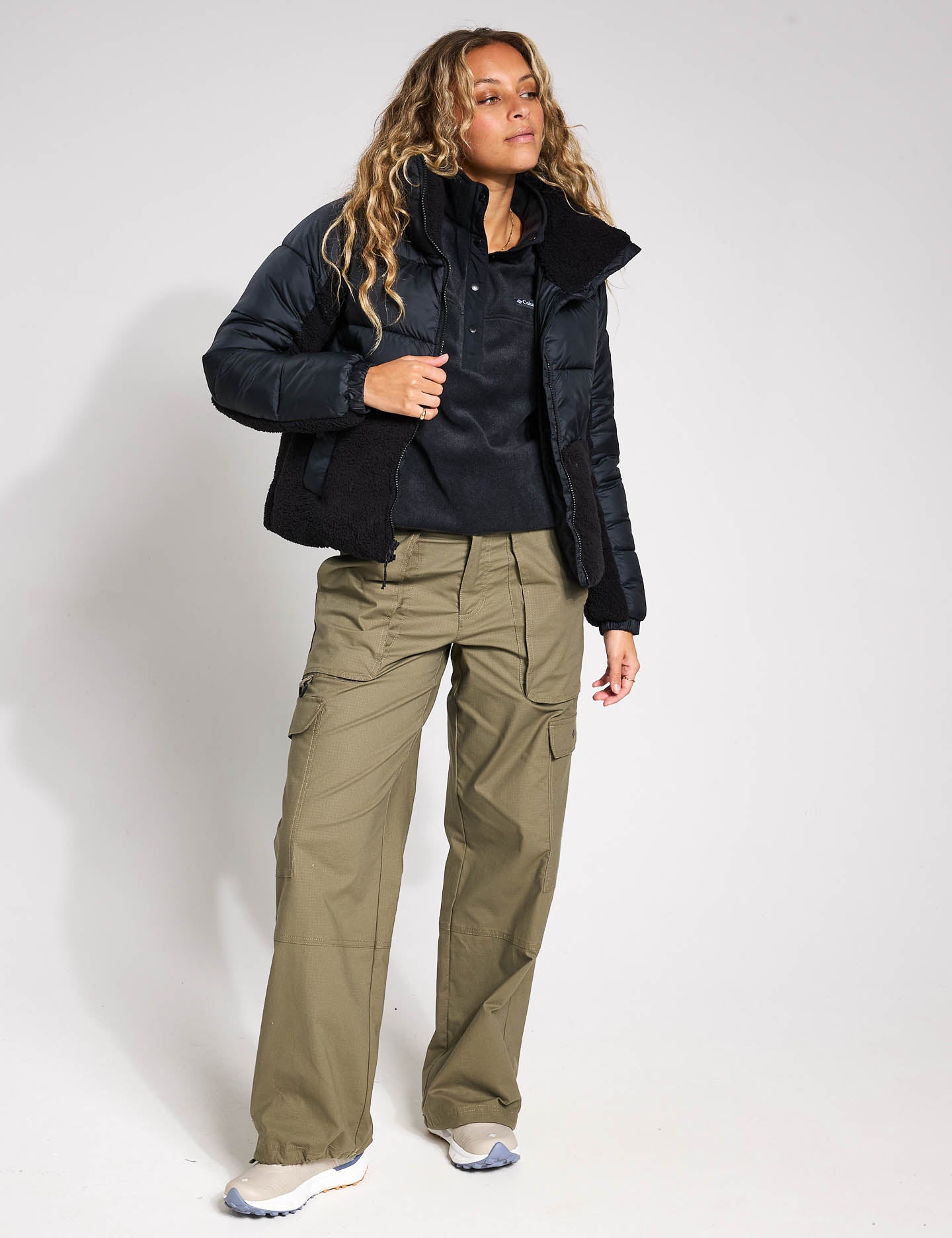 Leadbetter Point II Sherpa Hybrid Puffer Jacket for Men & Women - Warm Winter Coat with Fleece Lining, Water-Resistant Outer Shell - Perfect for Hiking, Skiing & Outdoor Adventures (Black)