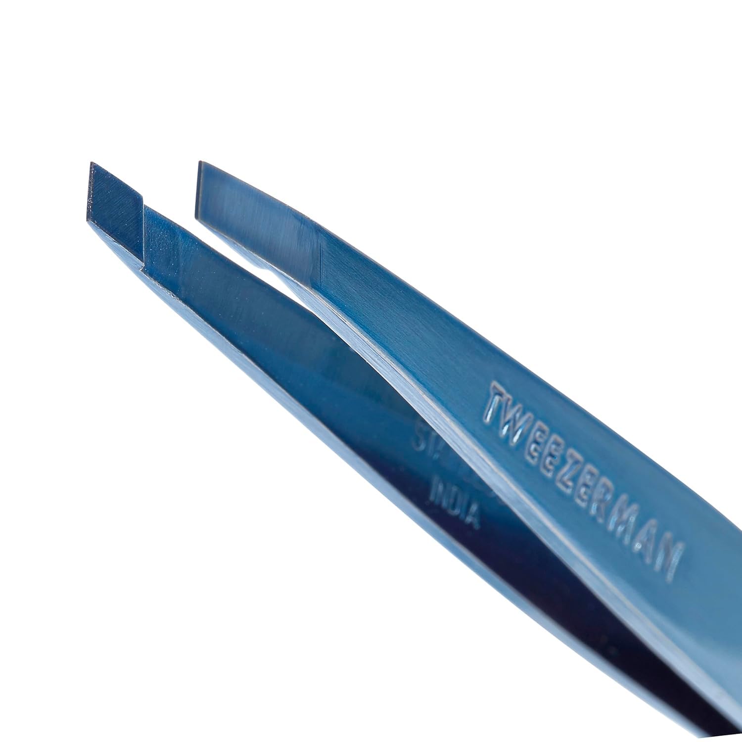 Tweezerman Slant Tweezer - Bell Bottom Blue | Precision Eyebrow & Facial Hair Tweezers | Perfect for Grooming, Makeup & Travel