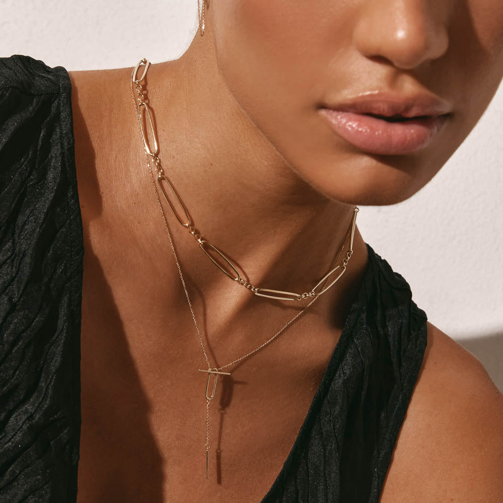Gold Wire Paperclip Chain Necklace for Women - Trendy Layered Minimalist Jewelry for Everyday Wear, Office & Date Night