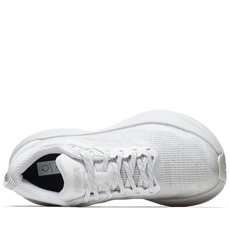 Hoka One One Bondi 8 TS Caged Running Shoes - White/Cosmic Grey | Maximum Cushion for Long Distance Running & Walking | Perfect for Marathon Training, Jogging & Everyday Comfort