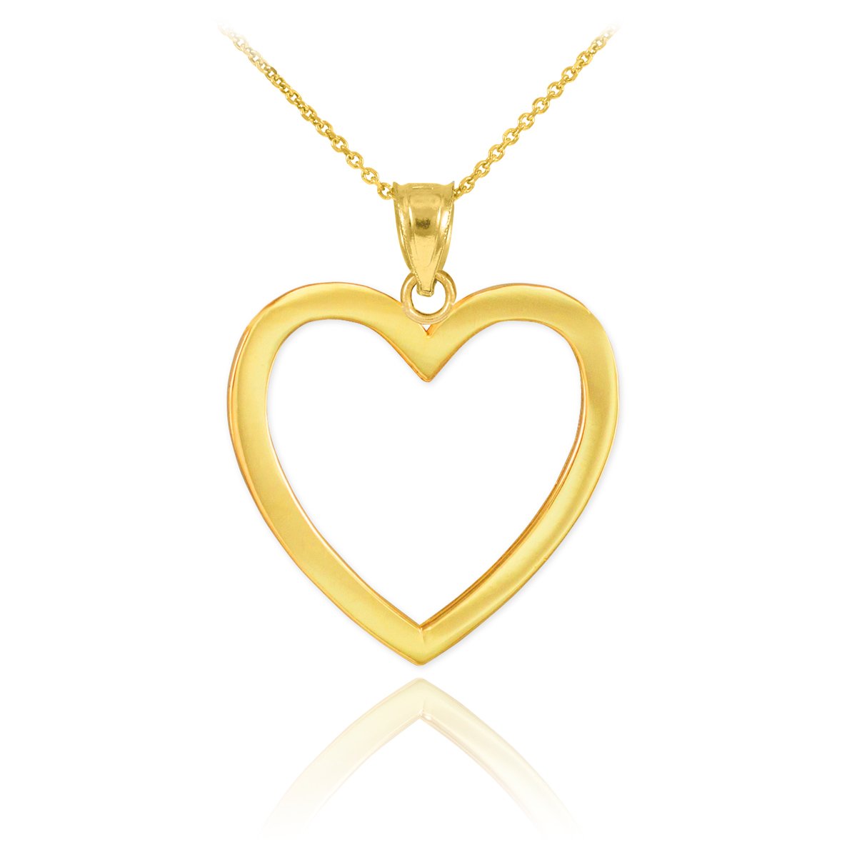 10K Yellow Gold Open Heart Pendant Necklace for Women - Elegant & Dainty Jewelry Gift for Valentine's Day, Anniversary & Special Occasions