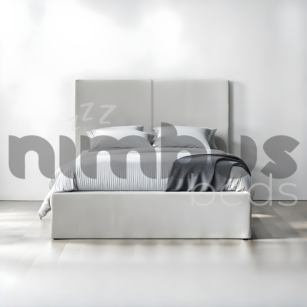 Modern Two Square Panel Bed Frame - Queen Size, Sturdy Wooden Platform Bed with Headboard & Footboard - Perfect for Bedrooms, Guest Rooms & Apartments