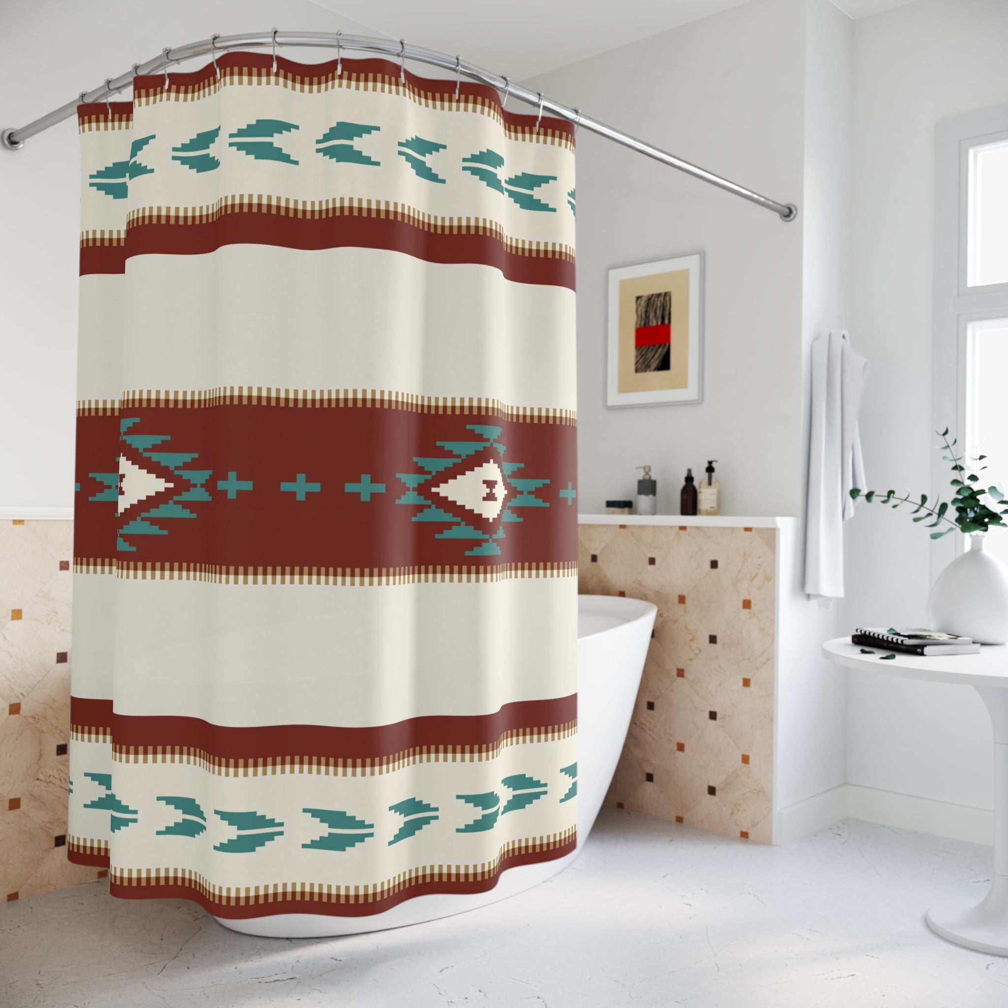 Sedona Falls Southwestern Shower Curtain - 71 x 74 Inch Polyester Bathroom Decor with Rustic Desert Design - Perfect for Southwest Style Bathrooms & Spa Retreats