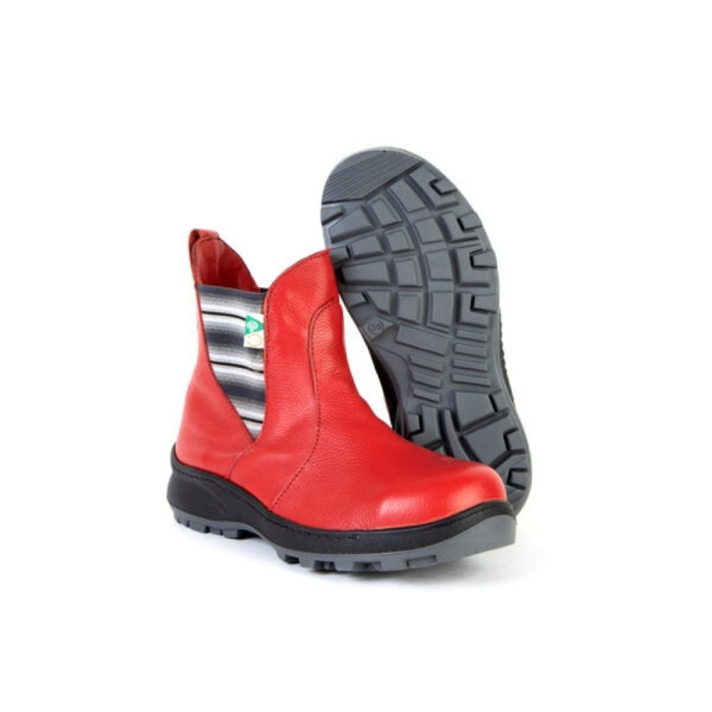 Feather Paris Women's Slip On Steel Toe Safety Boots - Red (140552) | Comfortable & Durable Work Shoes for Construction, Warehouse & Industrial Safety