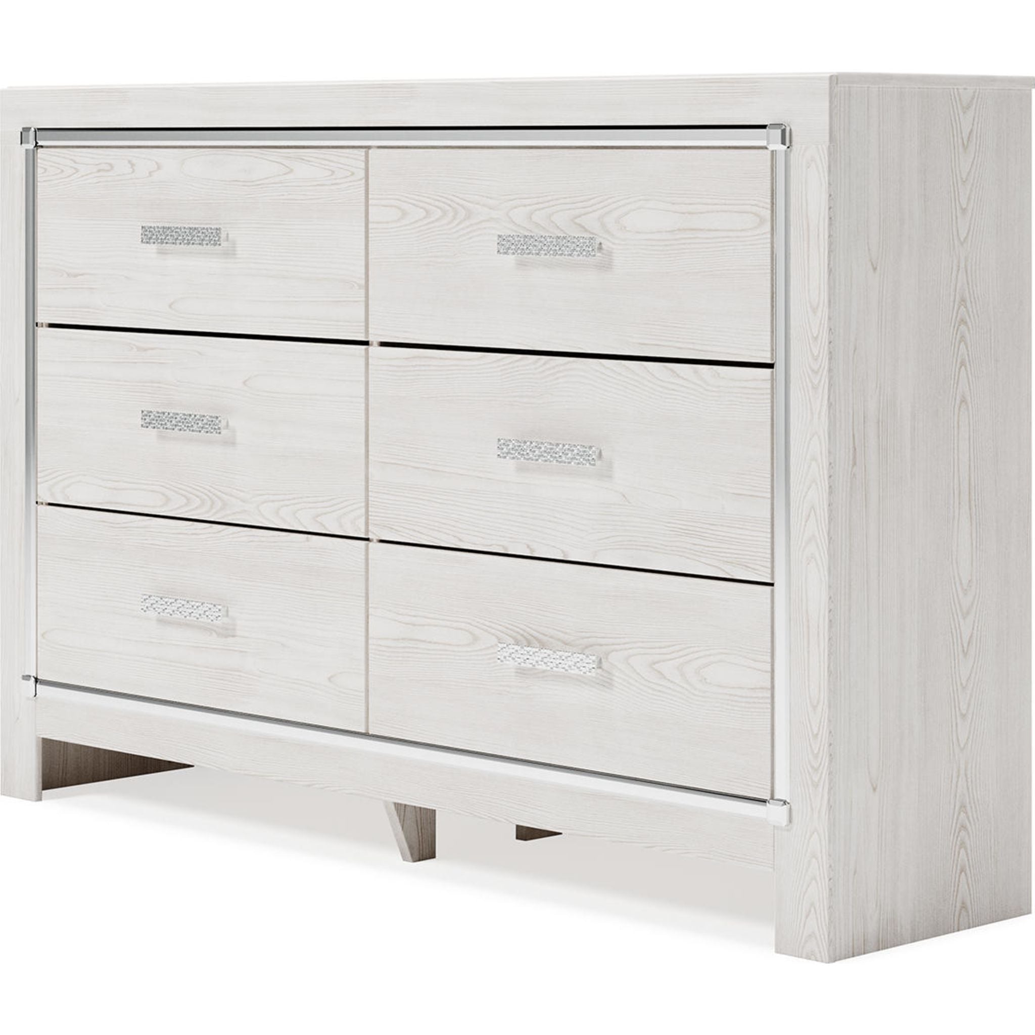 Altyra White Dresser - Modern 6-Drawer Chest for Bedroom, Living Room & Office Storage | Solid Wood Furniture with Smooth Gliding Drawers