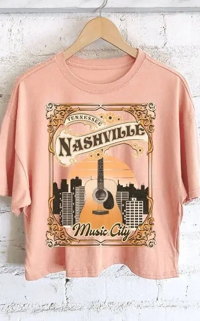 Nashville Graphic Crop Top - Trendy Vintage Music City Tee for Women | Perfect for Concerts, Festivals & Casual Outfits
