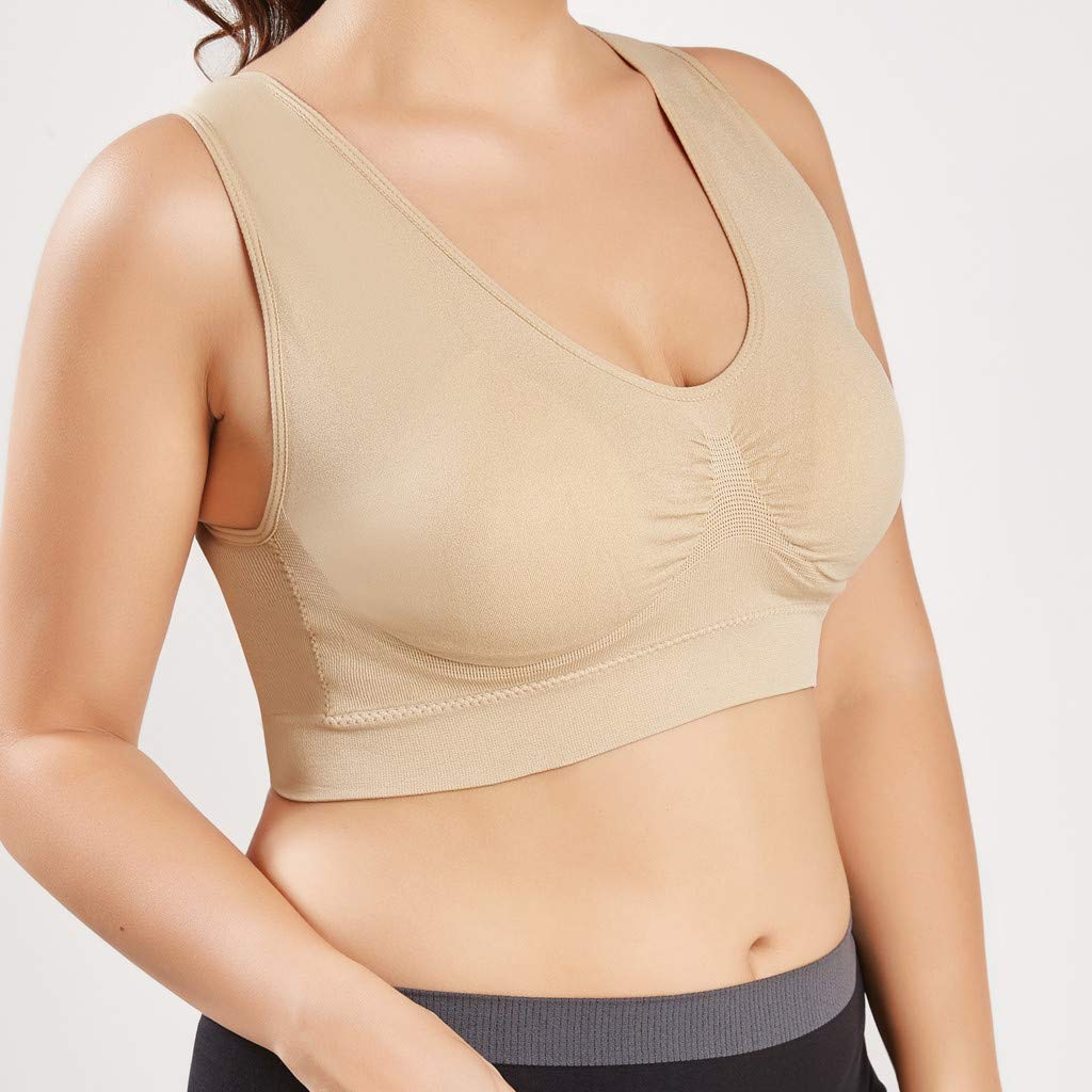 Women's Plus Size Sports Bras - Ultra Thin Full Coverage Yoga Bra for Fitness & Workouts (Beige, XXXXXL) | High Support Activewear for Running, Gym & Daily Wear