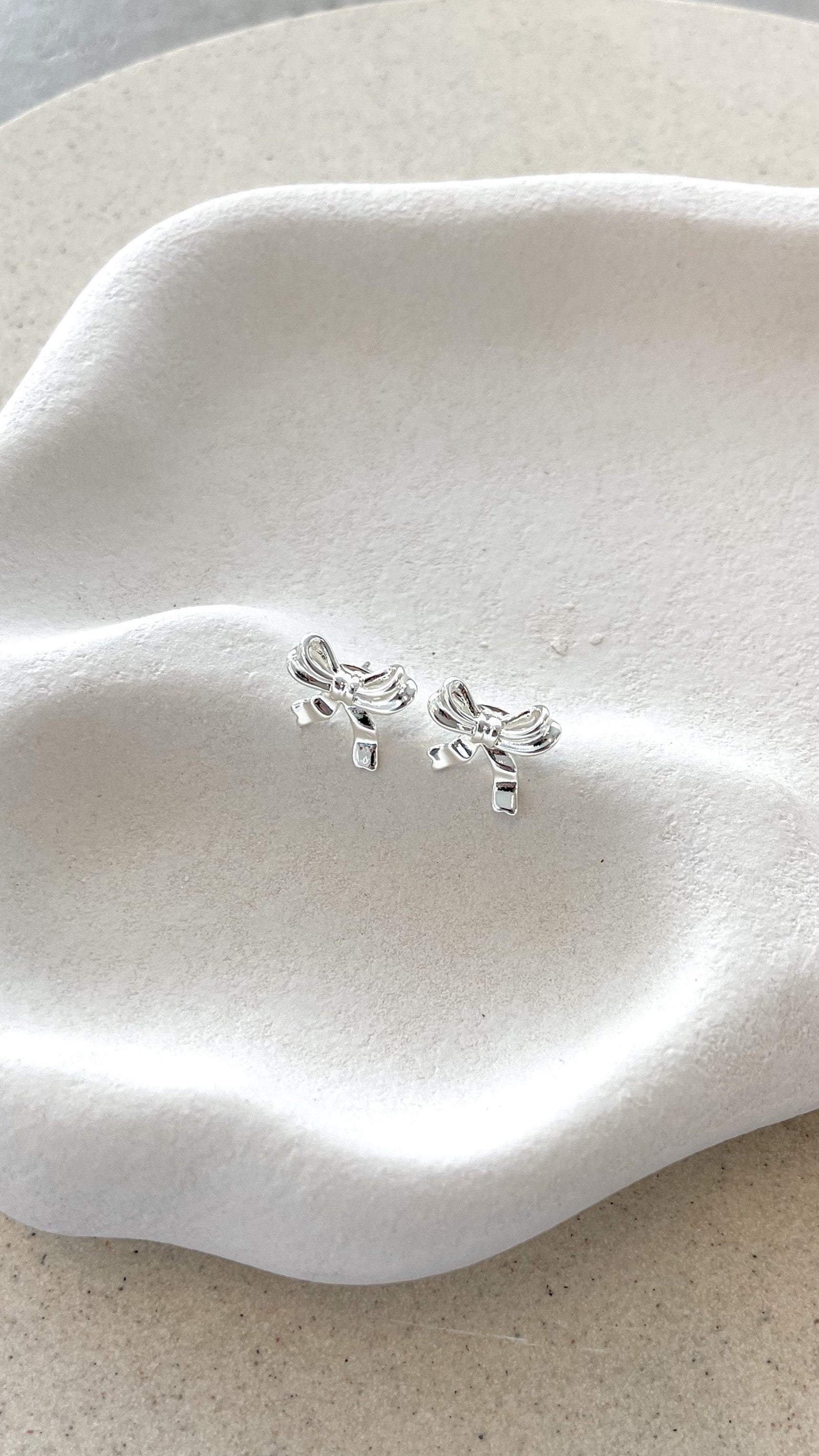 Sterling Silver Plated Bow Stud Earrings for Women - Elegant & Hypoallergenic Jewelry for Everyday Wear & Special Occasions