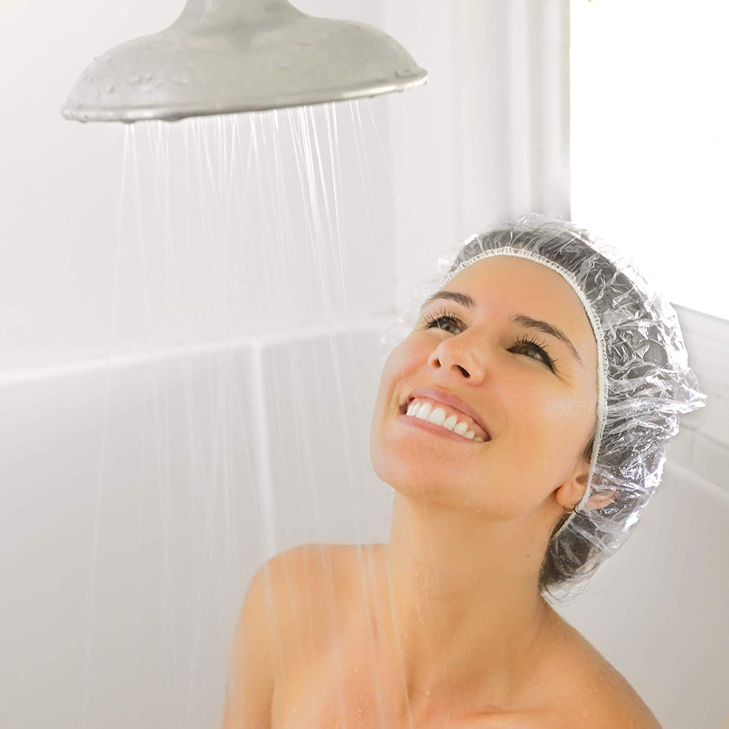 50PCS Disposable Shower Caps for Travel & Spa | One Size Fits All | Hotel & Home Hair Care Essentials | Deep Conditioning & Cleaning Supplies | Perfect for Hotels, Gyms, Salons & Home Use