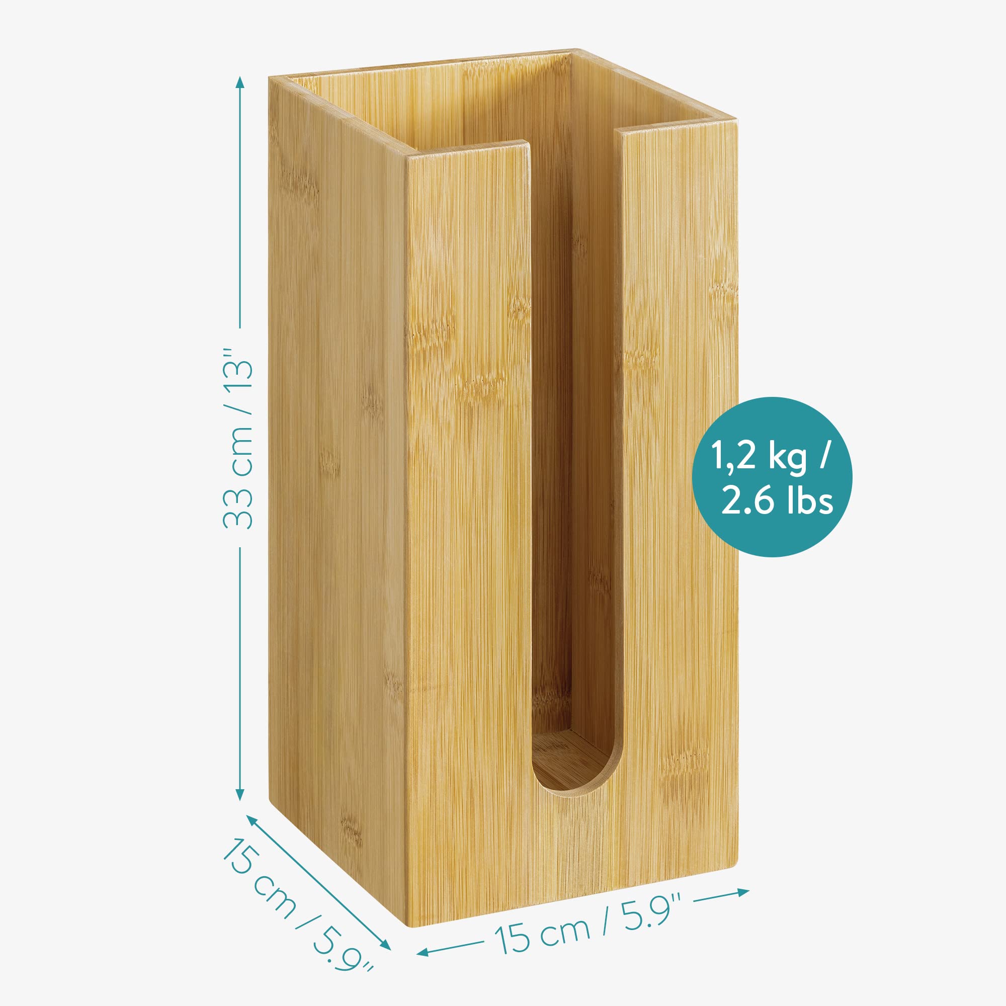 Navaris Bamboo Toilet Paper Storage Stand - Free Standing Narrow Toilet Paper Holder Tower Organizer for Bathroom & Restroom - Holds 3 Rolls - Space Saving Bathroom Storage Solution for Small Spaces & Apartments