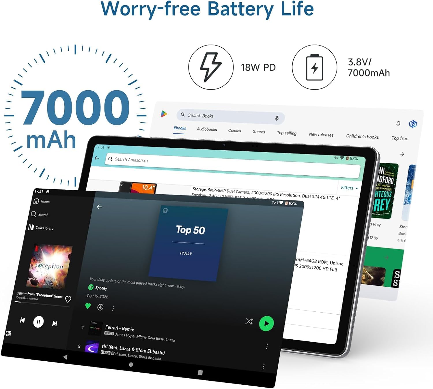 ALLDOCUBE iPlay60 11 Inch Android 13 Tablet - 12GB RAM 128GB Storage (Expandable to 1TB), 2000x1200 FHD Display, 7000mAh Battery, 5MP+16MP Cameras, 4G LTE & GPS - Perfect for Gaming, Streaming & Productivity on the Go