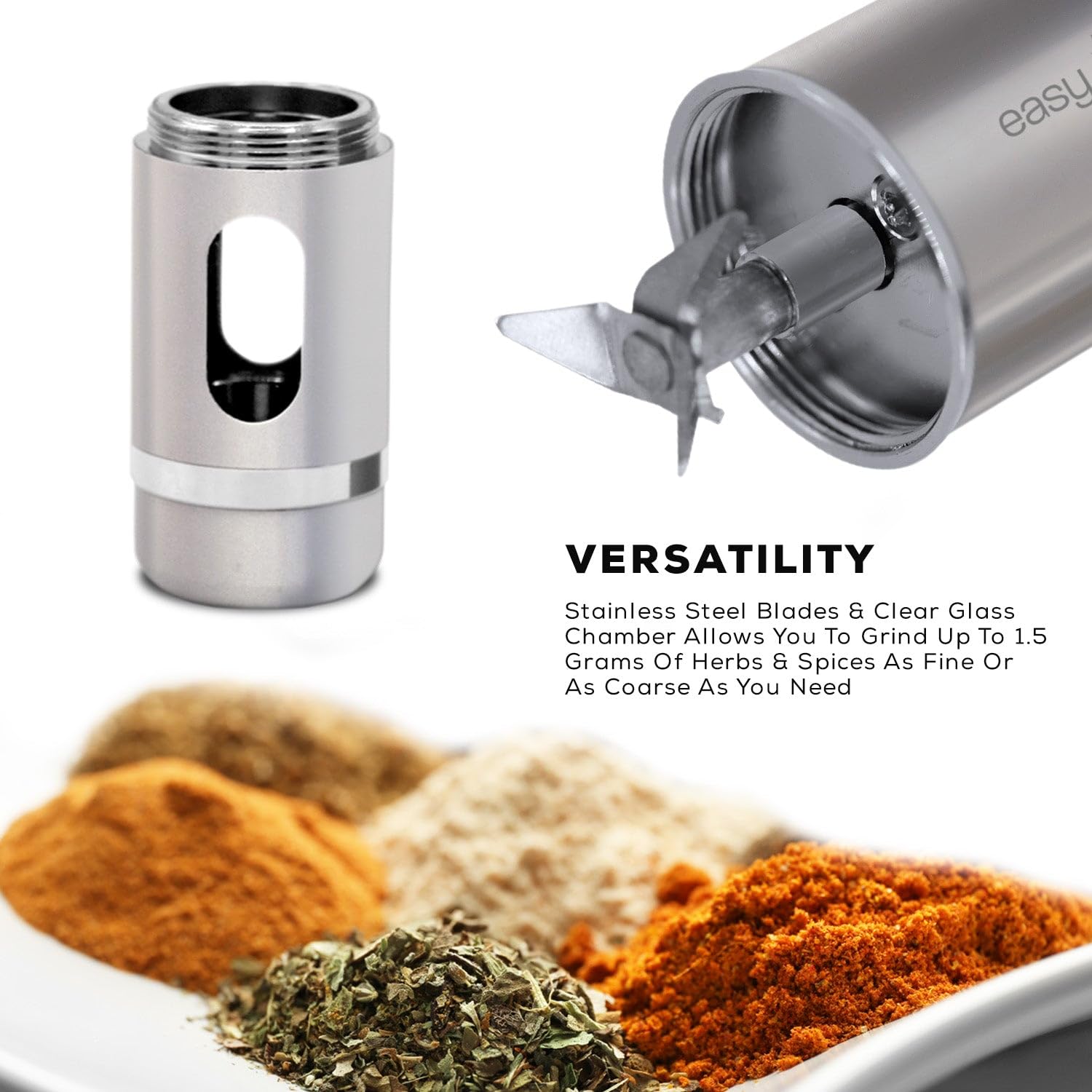 Premium Clear Glass Electric Herb Grinder with Stainless Steel Blades & Pollen Catcher - Perfect for Coffee, Spices, and Herbs - Ideal for Home Kitchens, Coffee Shops, and Baking Enthusiasts