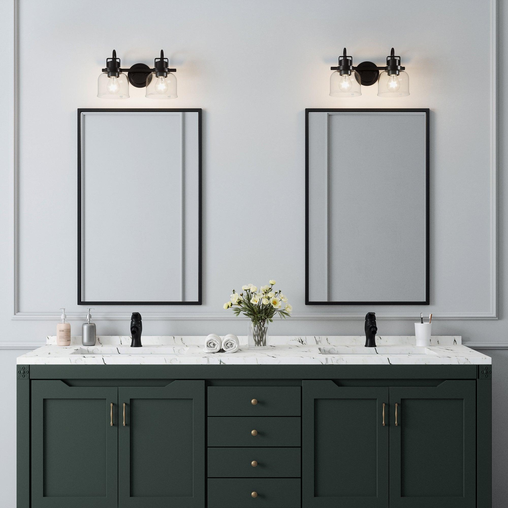 Brighton 2-Light Dark Bronze Dimmable Bathroom Vanity Light Fixture - Perfect for Modern Bathroom Makeovers & Spa-Like Ambience