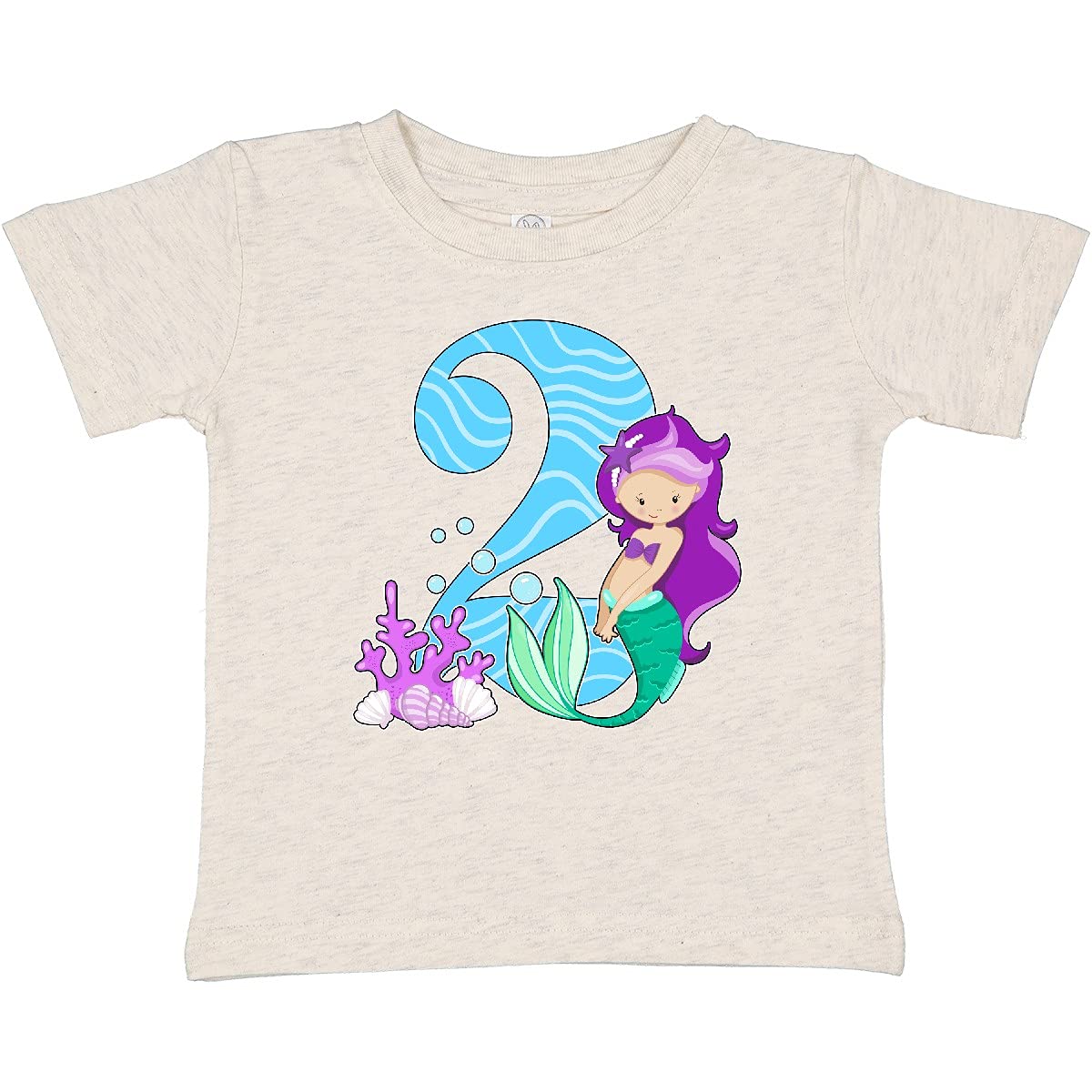 Inktastic Second Birthday Mermaid Baby T-Shirt - Cute Toddler Outfit for Girls Birthday Party, Beach Day & Photo Shoots