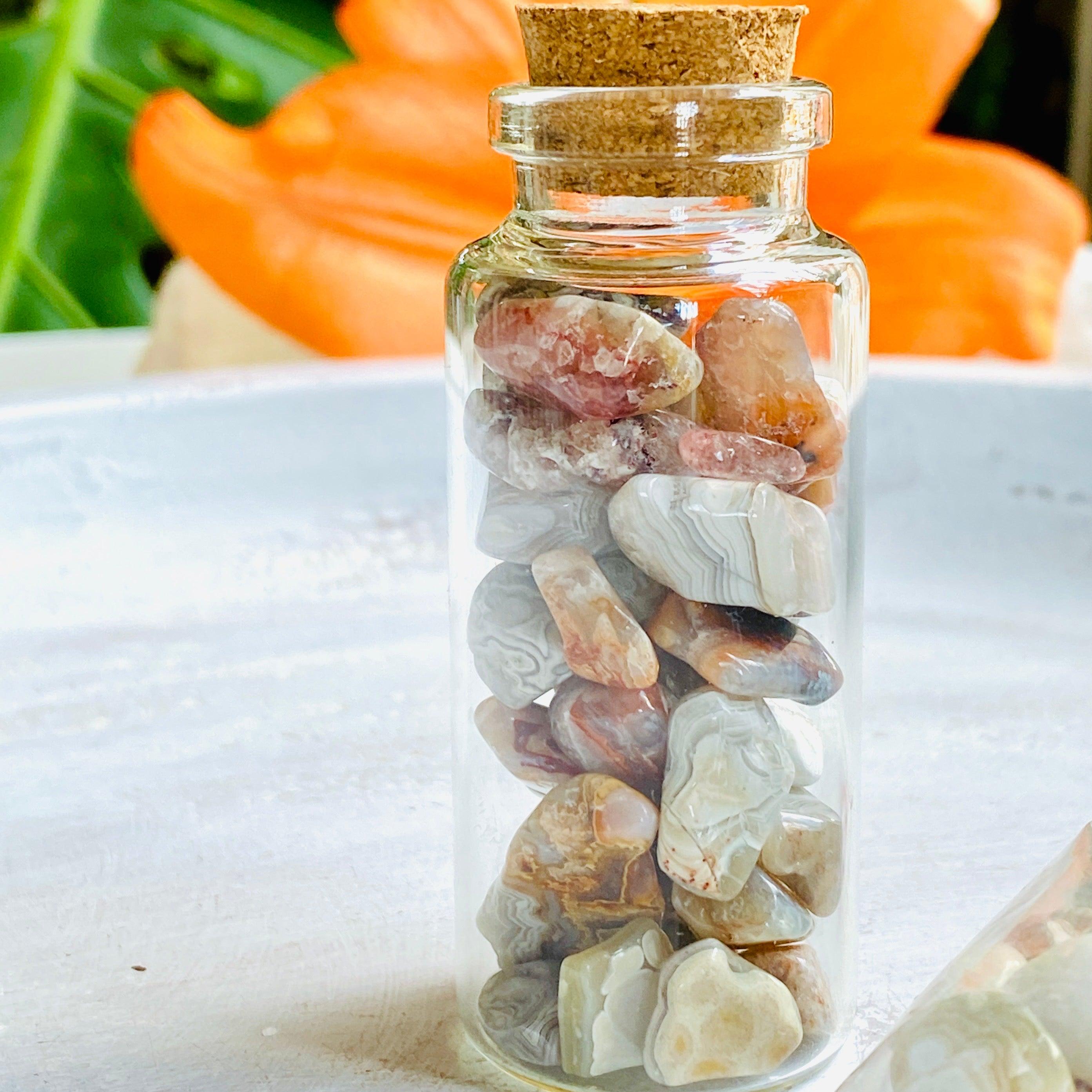 Premium Mexican Lace Agate Tumbled Stones - 50g Natural Healing Crystals for Meditation, Reiki, Jewelry Making & Home Decor