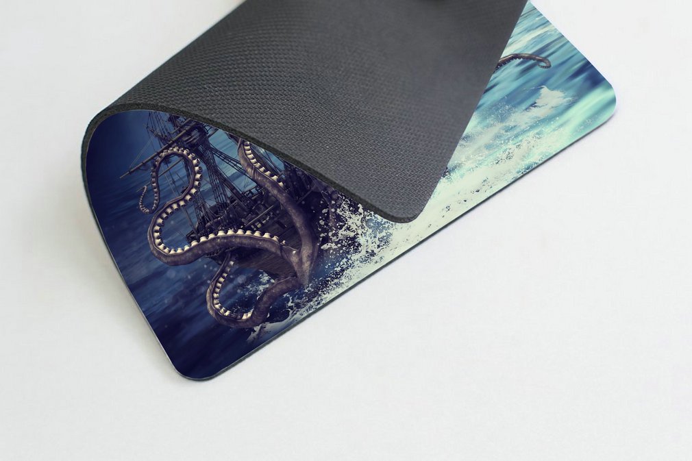 Custom Pirate Ship Octopus Design Non-Slip Rubber Office Mouse Pad - Ergonomic Desk Accessory for Work & Gaming