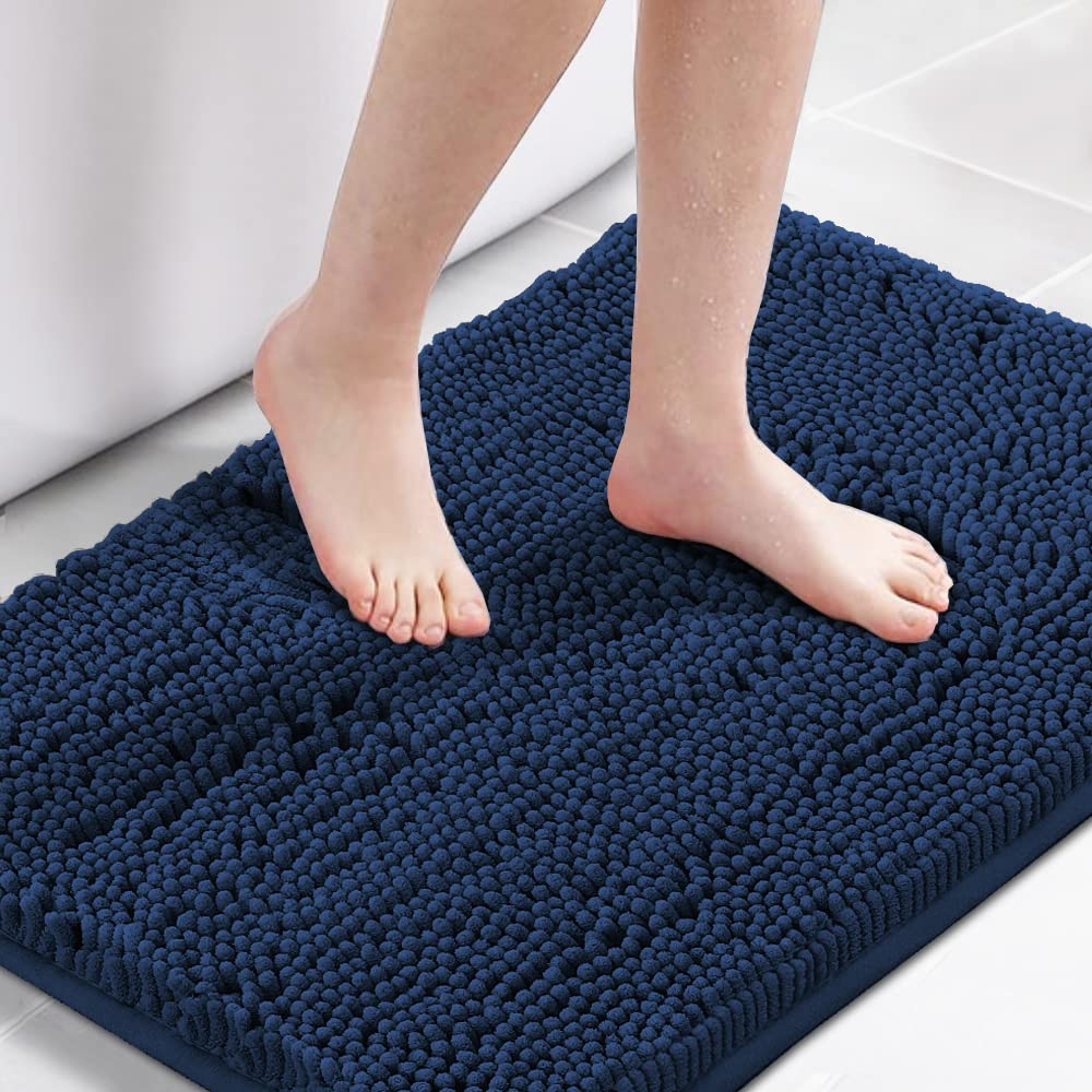 Premium Non-Slip Navy Chenille Bath Mat 36
