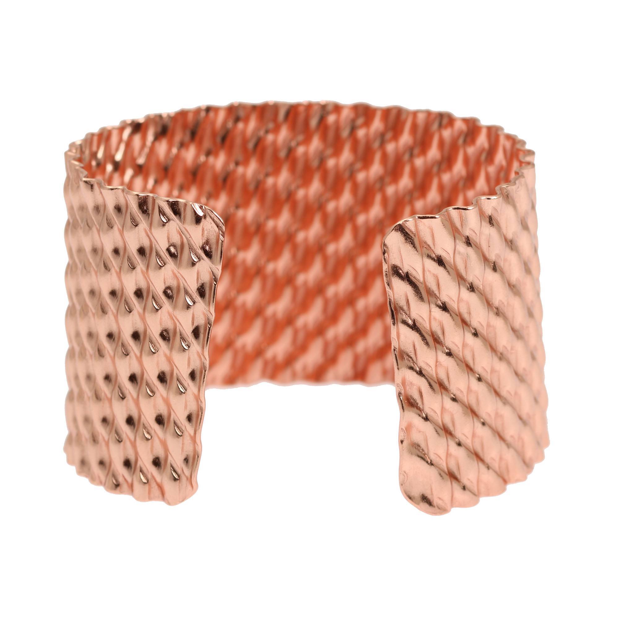 Double Corrugated Copper Cuff Bracelet - Handmade Boho Jewelry for Women - Adjustable Bangle for Festival, Wedding & Everyday Wear