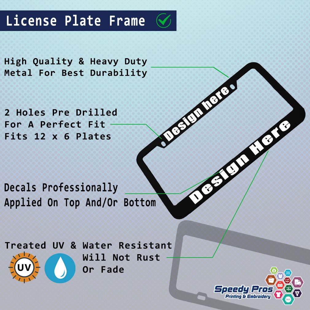 Black Heavy Duty Metal Zinc License Plate Frame - Weatherproof Tag Holder with 2 Holes for Cars | Peace Love Music Design | Perfect for Car Enthusiasts & Road Trips