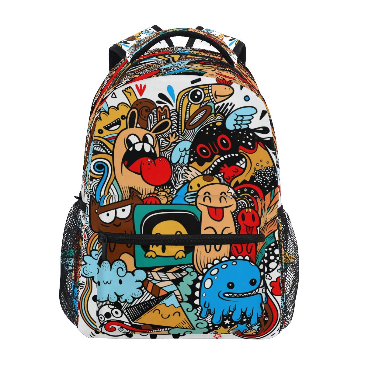 Monster Character Graffiti Laptop Backpack for Boys & Girls - Durable School Bookbag with Computer Compartment | Perfect for Travel, Hiking, Camping & Everyday Use