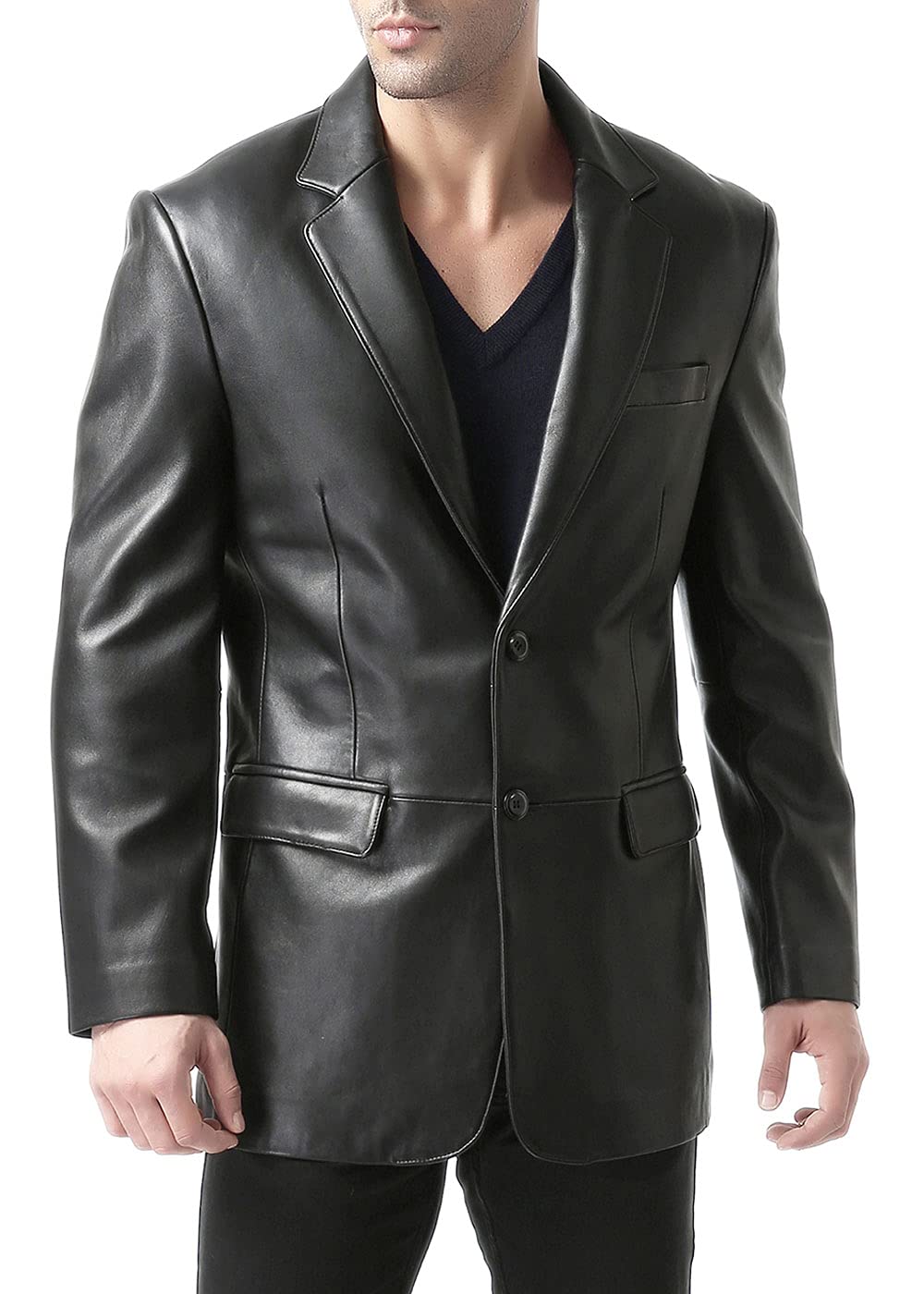 Premium Richard Classic Men's Leather Blazer - Genuine Lambskin Sport Coat Jacket (Regular, Big & Tall & Short Sizes) | Business Formal Wear & Evening Events