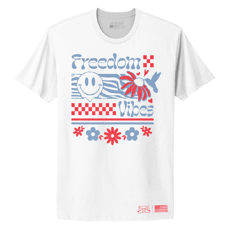 Women's Freedom Vibes Boyfriend Fit T-Shirt - Soft Cotton Relaxed Fit Tee for Casual Wear & Everyday Comfort | White