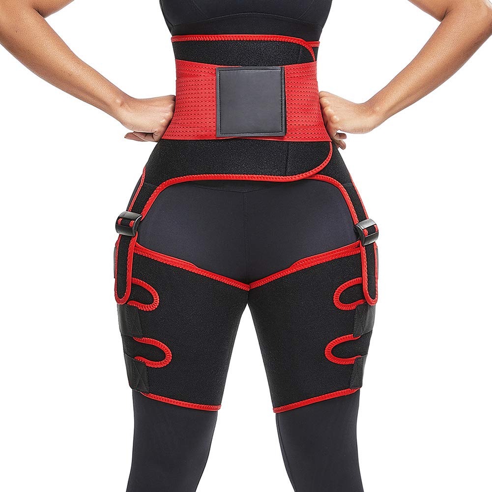 KINJOHI 3-in-1 Waist Trainer for Women - Thigh Slimmer, Butt Lifter & Sweat Enhancer Waist Trimmer - Plus Size Body Shaper for Weight Loss & Toning - Perfect for Workouts, Yoga & Everyday Wear