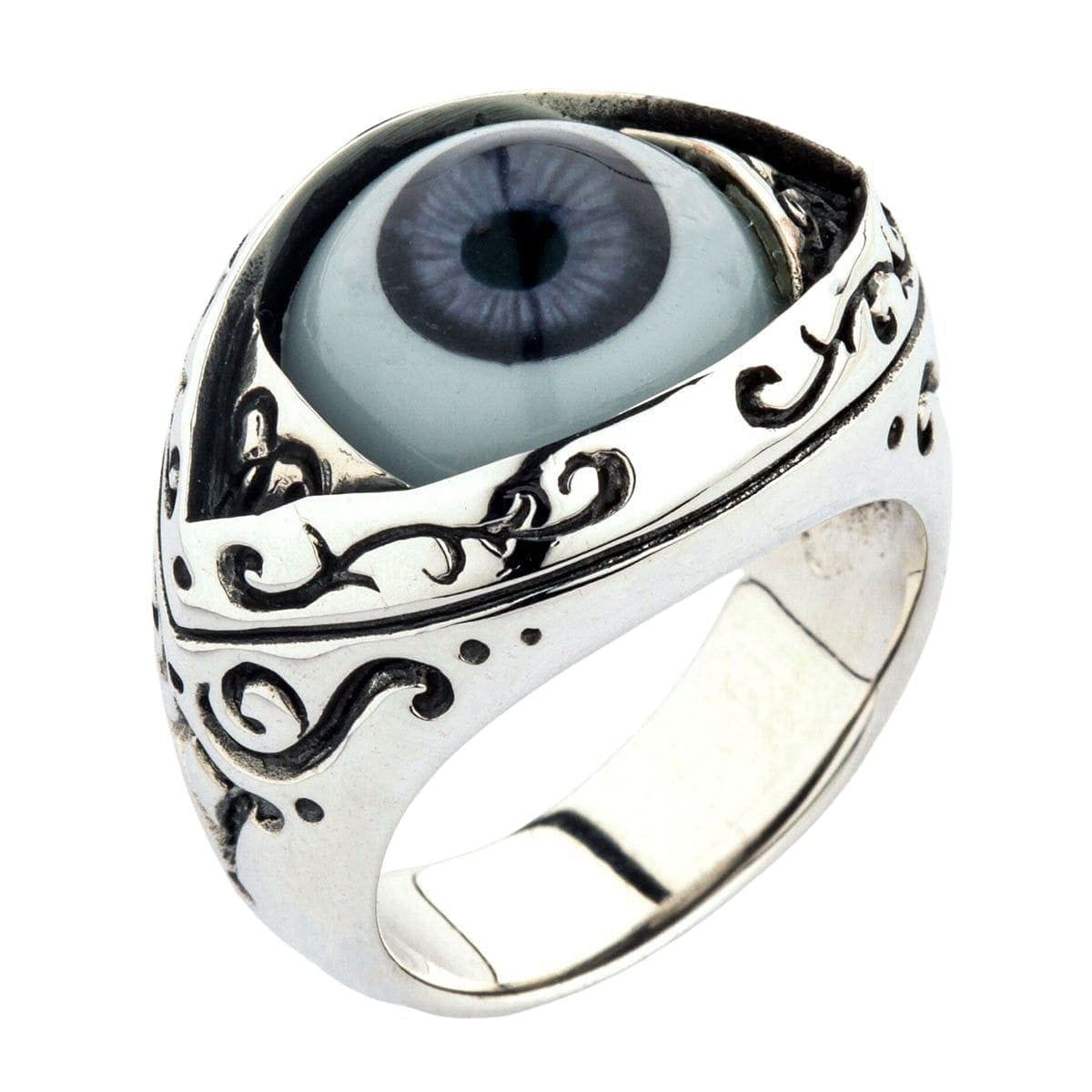 Evil Eye Sterling Silver Ring for Women - Dark Purple Gothic Jewelry for Protection & Good Luck - Perfect for Boho, Hippie & Gothic Fashion Accessories
