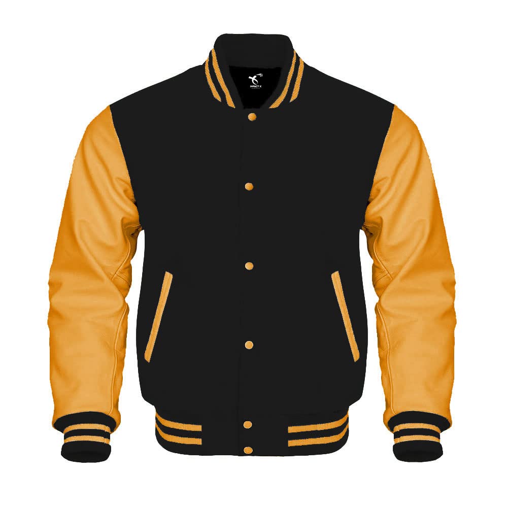 Genuine Leather Sleeve Bomber Jacket for Baseball Teams - Varsity Letterman College Jacket with Wool Body in Multiple Colors | Perfect for School Sports, Team Uniforms & Casual Wear