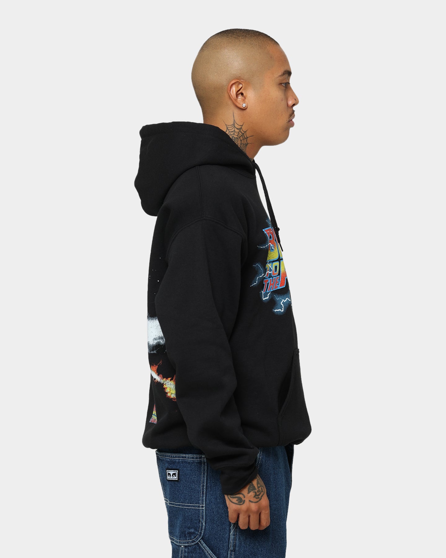 Back To The Future 1 Hoodie - American Thrift Official Merchandise - Black Pullover Sweatshirt - Perfect for Cosplay, Movie Nights & 80s Retro Fashion
