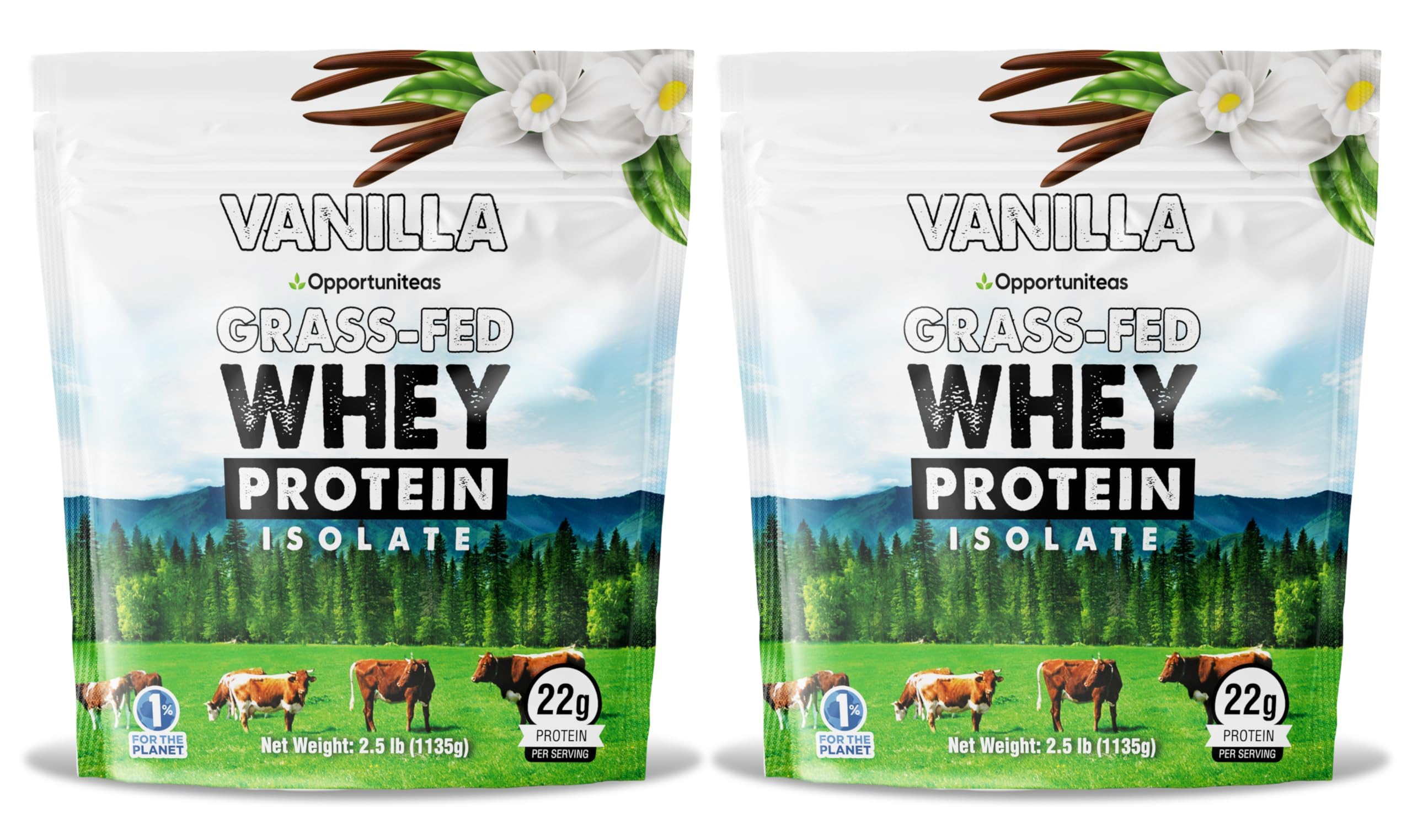 Grass Fed Vanilla Whey Protein Isolate Powder - 22g Protein Per Serving, No Artificial Sweeteners, Hormone-Free, Non-GMO, 5lb for Post-Workout Recovery & Muscle Building