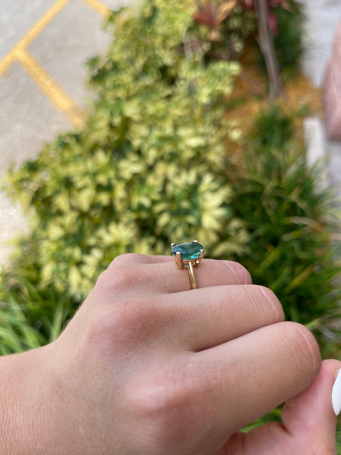3.31cts 14K Natural Oval Cut High Quality Dark Emerald Solitaire Gold Ring for Women – Elegant Engagement, Wedding, Anniversary Gift – Perfect for Special Occasions & Everyday Luxury