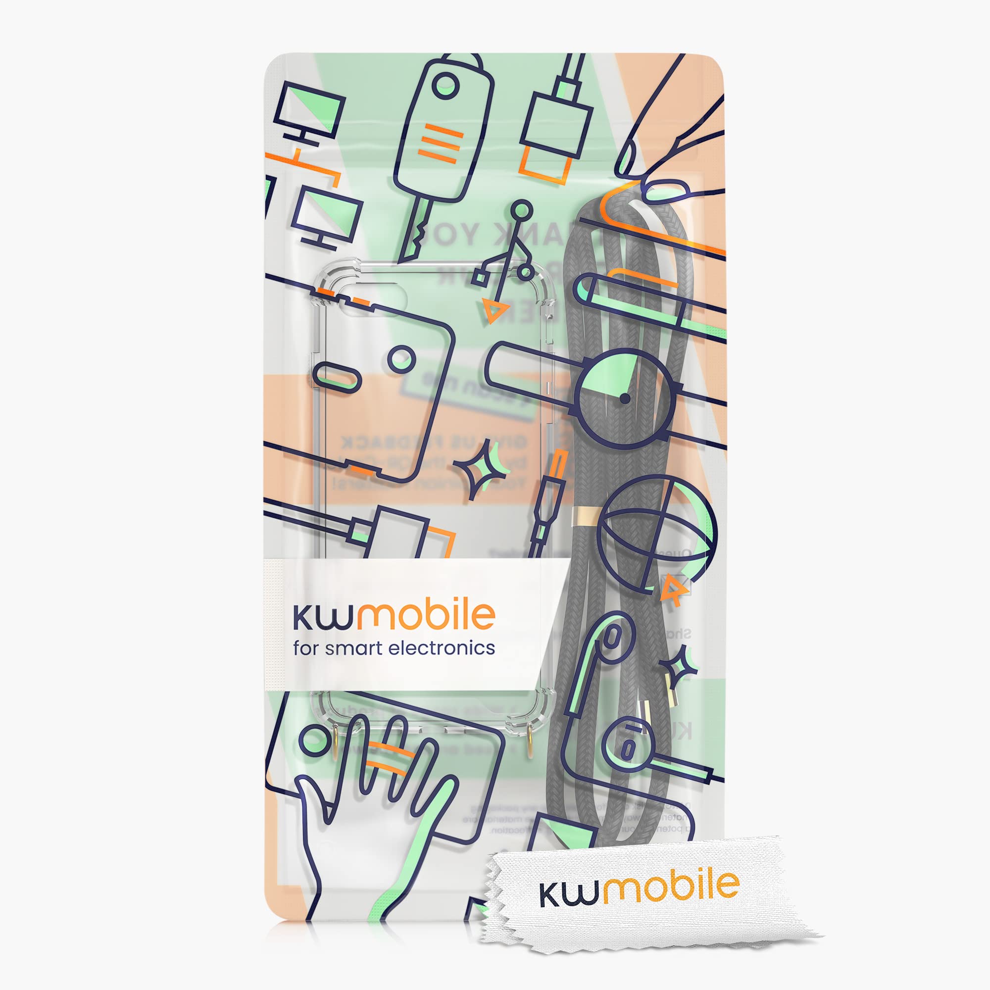 kwmobile Clear TPU Crossbody Phone Case Compatible with Apple iPhone SE (2022/2020), iPhone 8 & 7 - Protective Cover with Lanyard Strap (Black/Transparent) - Perfect for Travel, Shopping & Outdoor Activities