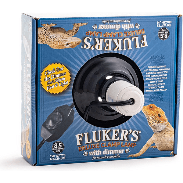 Fluker's Deluxe Clamp Lamp with Dimmer - Adjustable Reptile Heat Lamp for Terrariums, Perfect for Bearded Dragons, Snakes & Lizards - Ideal for Night Viewing & Temperature Control