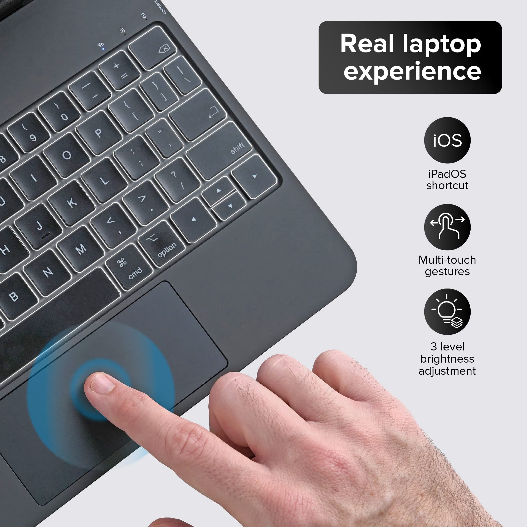 Mobee Magic Keyboard Case for iPad Air 11 inch (M3/M2, 2025/2024) & iPad Pro 11 (4th/3rd/2nd/1st Gen) - Magnetic Detachable Keyboard with Multi-Touch Trackpad & Backlit Keys - Perfect for Work, Travel & Home Office Use