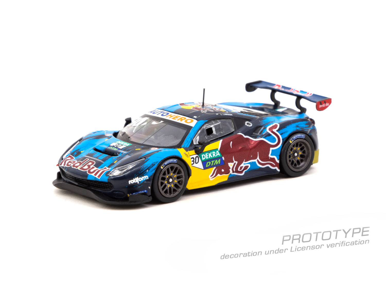 Tarmac Works 1:64 Scale Ferrari 488 GT3 Diecast Model Car - 2021 DTM Monza Race 1 Winner Liam Lawson Edition - Collectible Racing Car for Display & Gifts