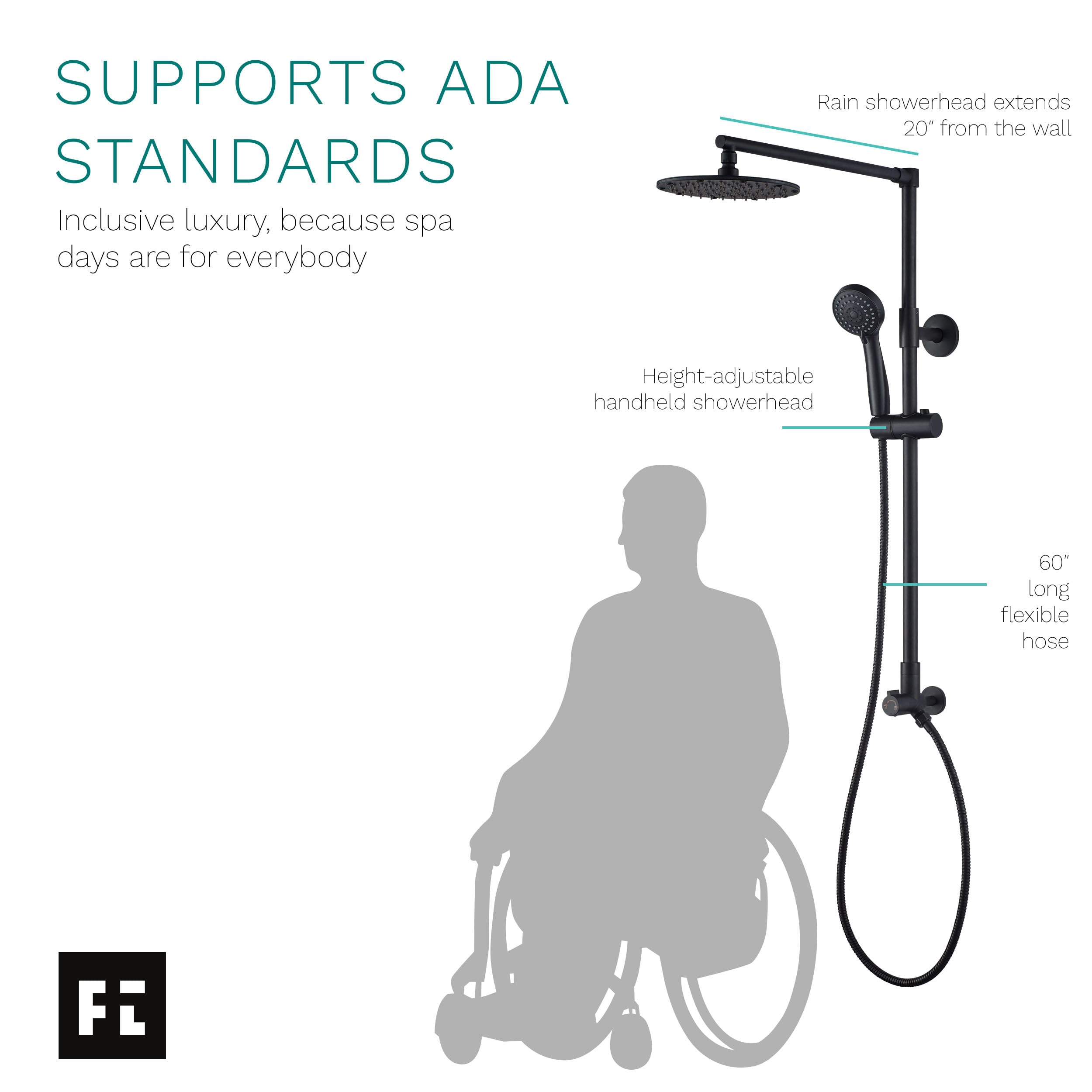 Polaris 3-in-1 Rain Shower System - 8 Inch Rainfall Shower Head with Handheld Shower Combo, 3-Setting Handheld Spray, Adjustable Shower Wand Holder & 60 Inch Hose (1.8 GPM, Matte Black) - Perfect for Luxurious Spa-Like Bathroom Experience