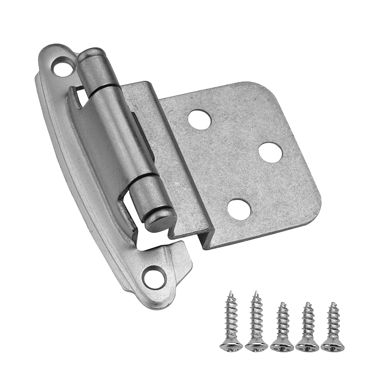 12 Pack 3/8 Inch Insert Cabinet Hinges - JOYCEMALL Self Closing Face Mount Heavy Duty Metal Hinges, Brushed Nickel Finish for Kitchen Cabinets, Bathroom Vanities & Furniture Doors | Perfect for Home Renovation & DIY Projects