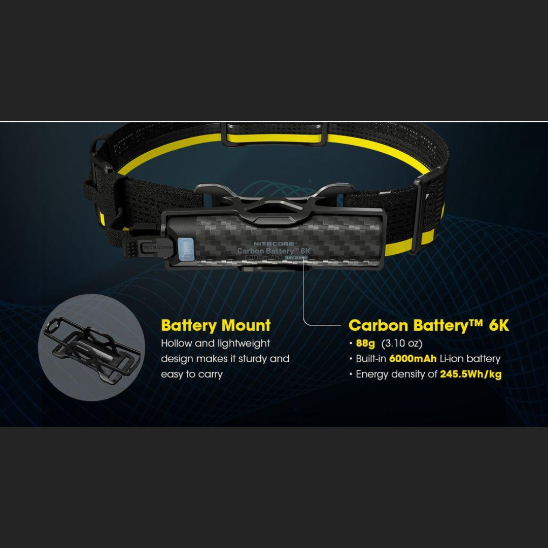 Nitecore 6000mAh Carbon Fiber Rechargeable Battery Set - High Capacity Power for Flashlights, Camping Gear & Outdoor Adventures