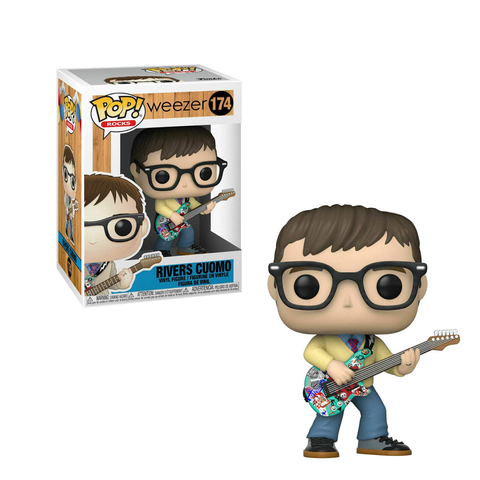 Rivers Cuomo #174 Pop Rocks Weezer Vinyl Figure with Ecotek Plastic Pop Box Protector Case - Collectible Music Memorabilia for Weezer Fans & Vinyl Collectors - Perfect for Display, Gifts, and Music Enthusiast Collections