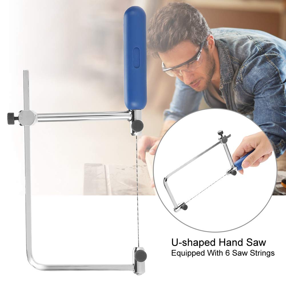 Adjustable U-Shaped Jewelry Saw Frame with 6 Spiral Saw Blades - Precision Cutting Tool for Jewelry Making, Metal Crafting & DIY Projects | Perfect for Goldsmiths, Hobbyists & Professional Jewelers