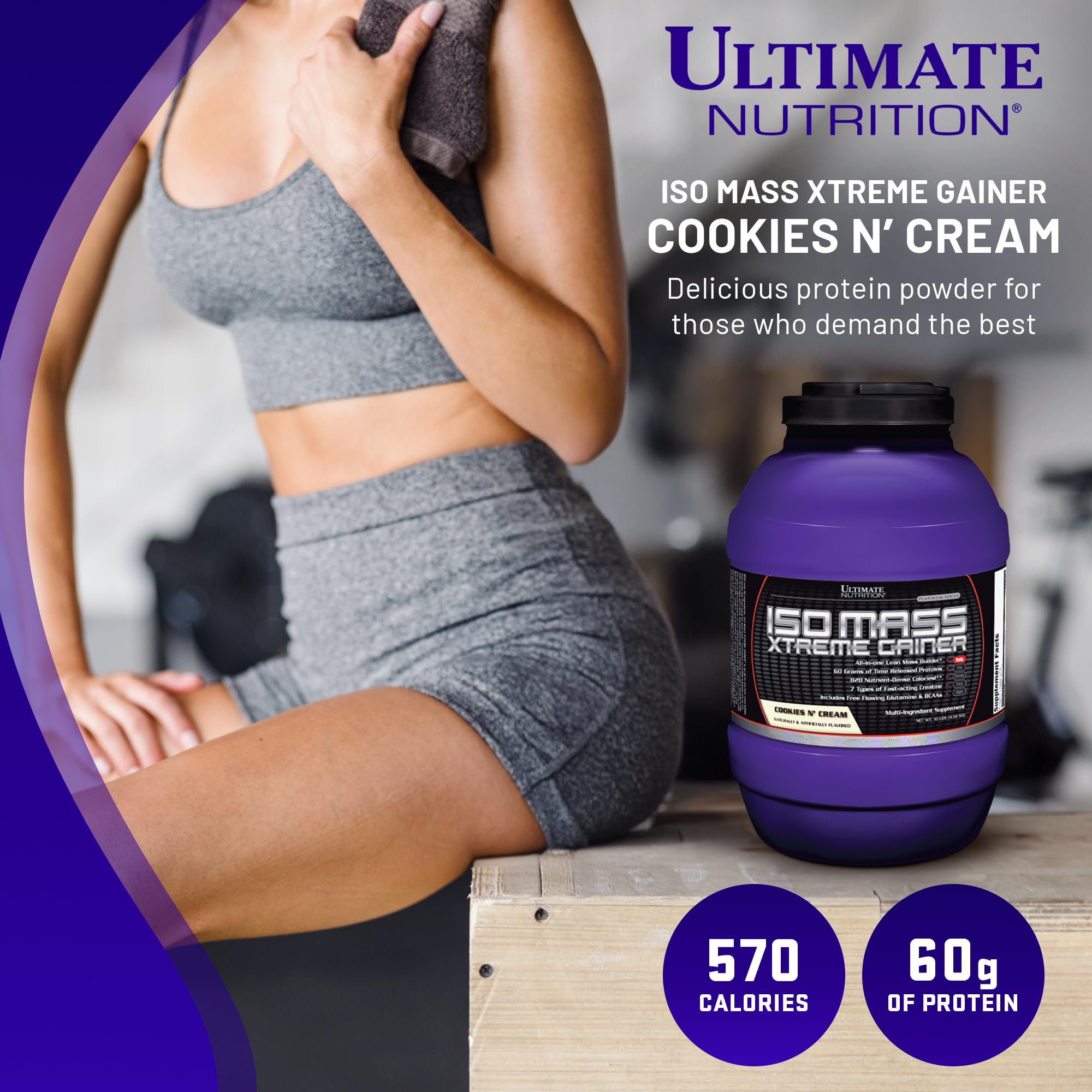 Ultimate Nutrition ISO Mass Xtreme Gainer - High-Calorie Weight Gain Protein Powder with Creatine & Whey Isolate for Muscle Growth, Lean Mass Building - Cookies & Cream Flavor, 10lb - Perfect for Post-Workout Recovery & Bodybuilding